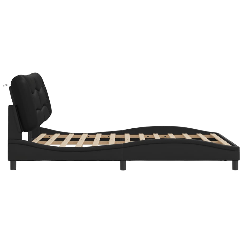 vidaXL Rama łóżka z LED, czarna, 120x200 cm, sztuczna skóra