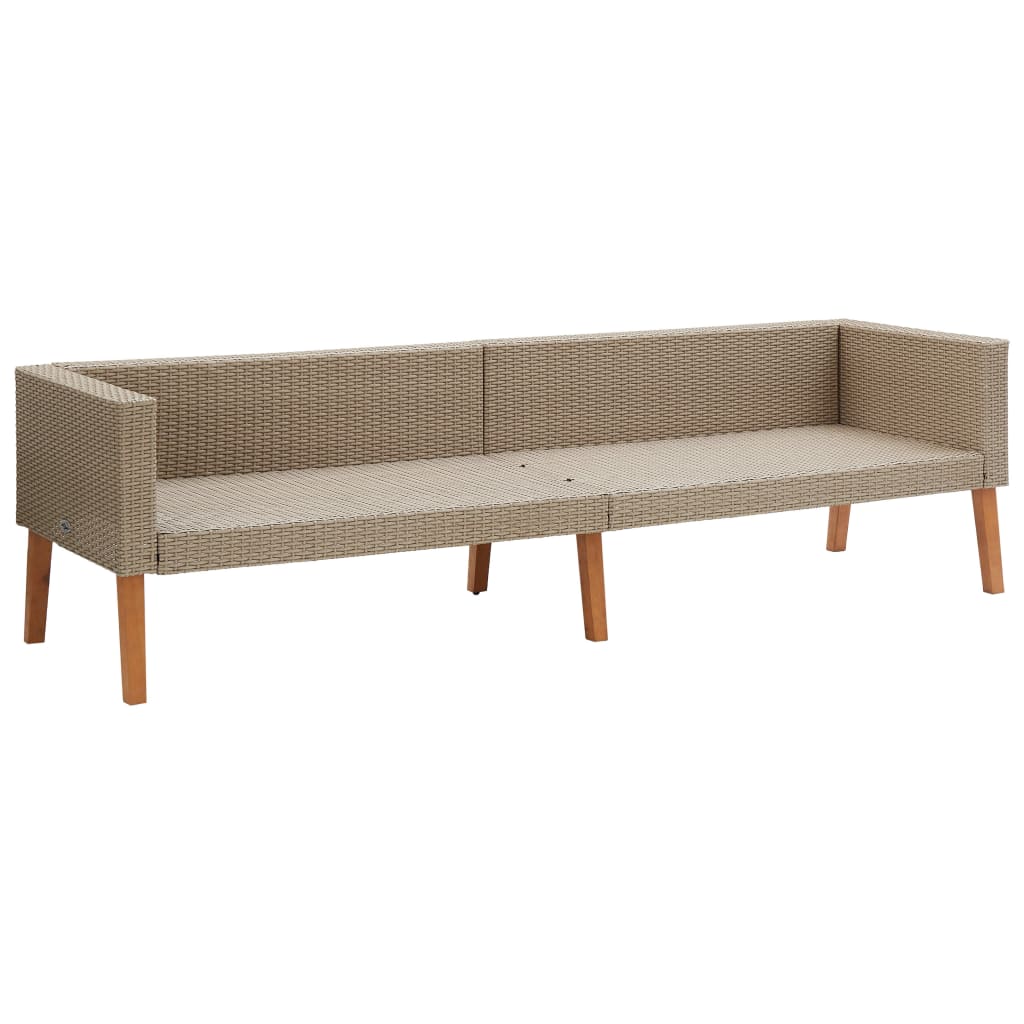 vidaXL 3-osobowa sofa ogrodowa z poduszkami, rattan PE, beż