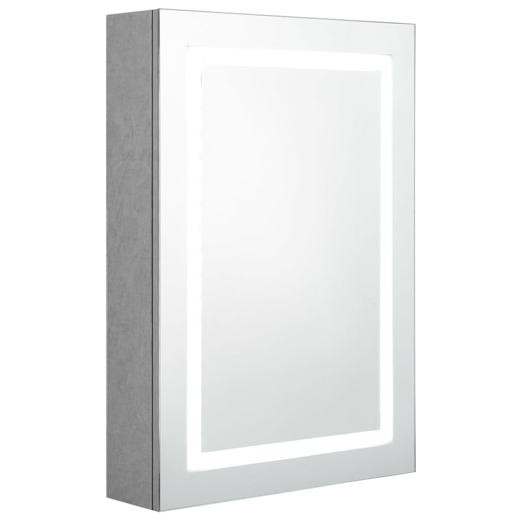 vidaXL Szafka łazienkowa z lustrem i LED, szarość betonu, 50x13x70 cm