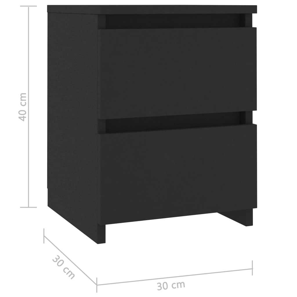 vidaXL Szafka nocna, czarna, 30 x 30 x 40 cm, materiał drewnopochodny