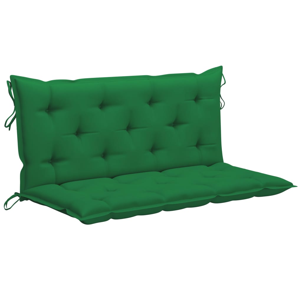 vidaXL Huśtawka ogrodowa z zieloną poduszką, 120 cm, drewno tekowe