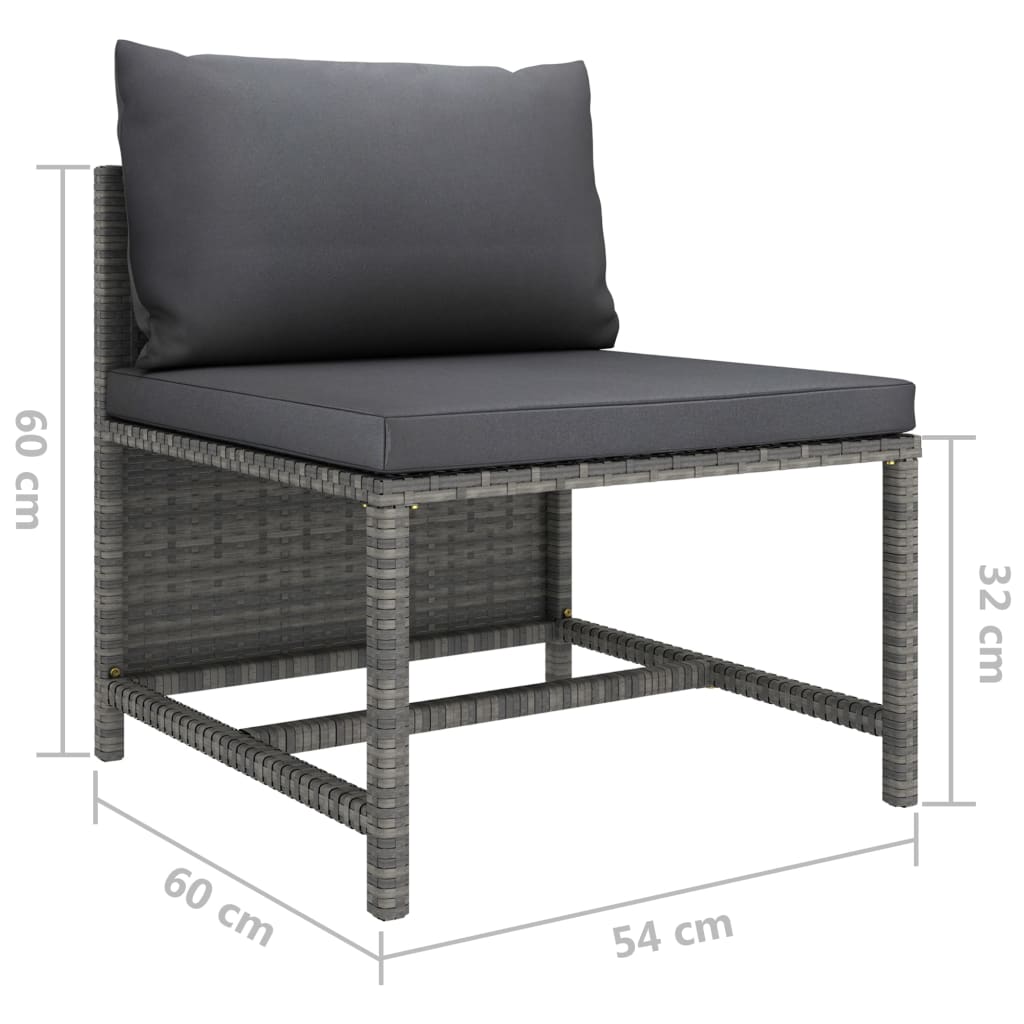 vidaXL 2-częściowa sofa ogrodowa z poduszkami, szara, polirattan