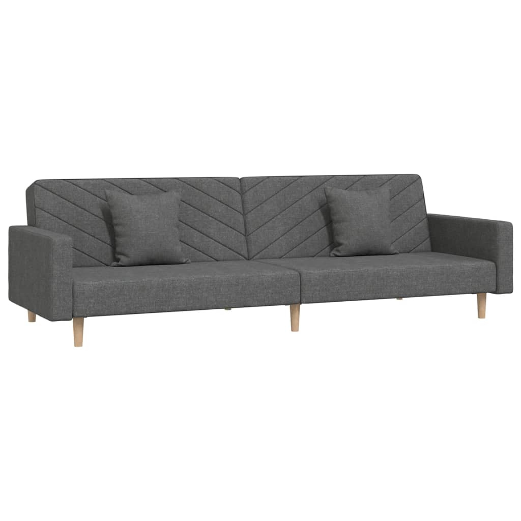 vidaXL 2-osobowa kanapa, 2 poduszki, ciemnoszara, tapicerowana tkaniną