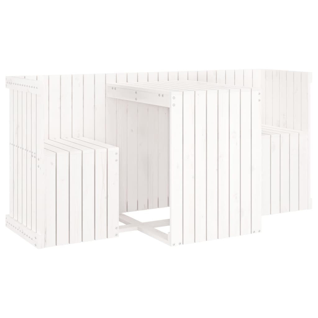 vidaXL Zestaw mebli balkonowych, 2 siedziska, biały, drewno sosnowe