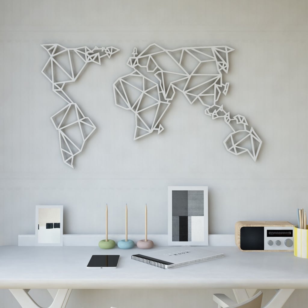 Homemania Dekoracja ścienna World, 100x58 cm, stalowa, biała