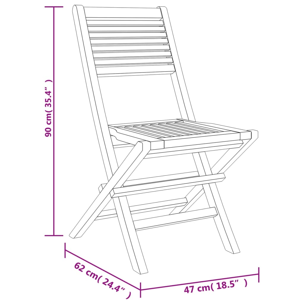 vidaXL Składane krzesła ogrodowe, 4 szt., 47x62x90 cm, drewno tekowe