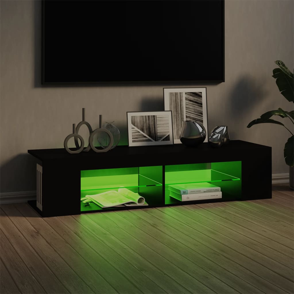 vidaXL Szafka TV z oświetleniem LED, czarna, 135x39x30 cm