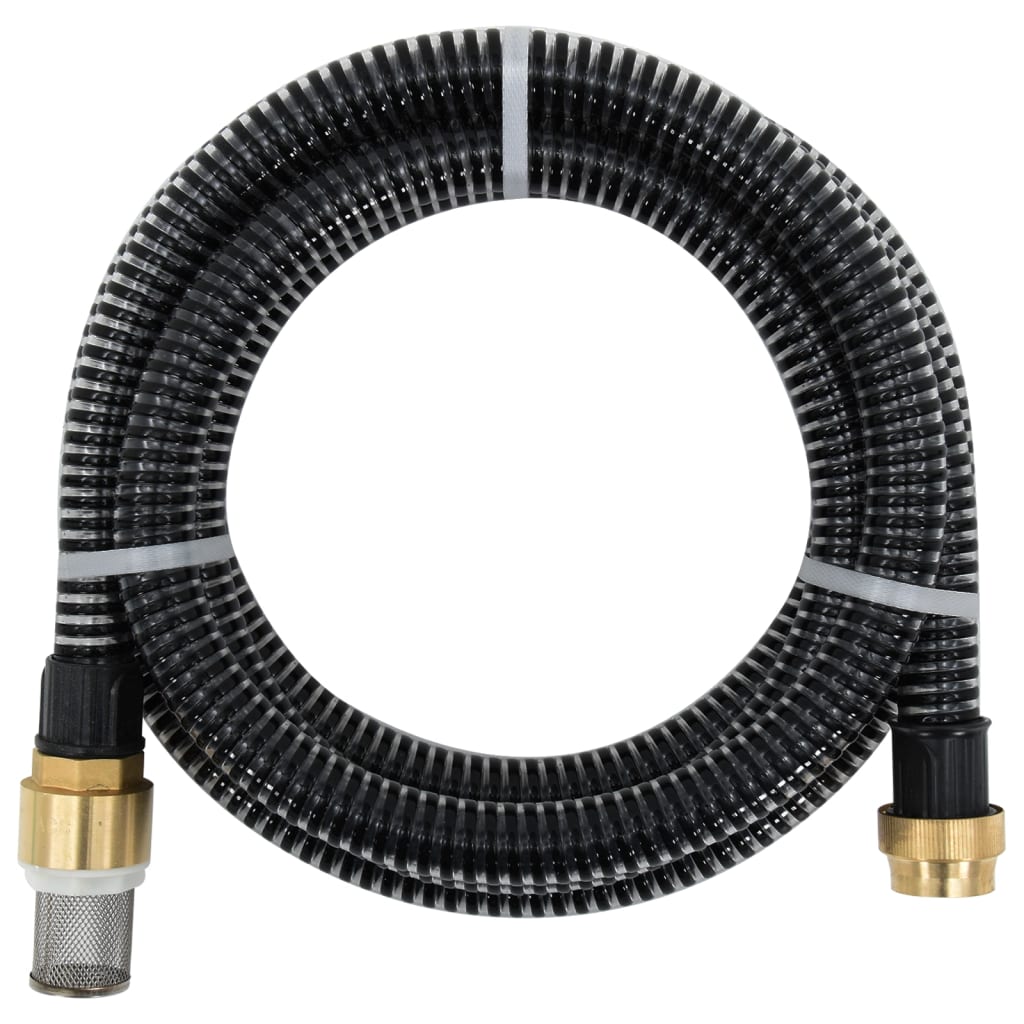vidaXL Wąż ssący z mosiężnymi złączami, czarny, 1,1" 7 m, PVC