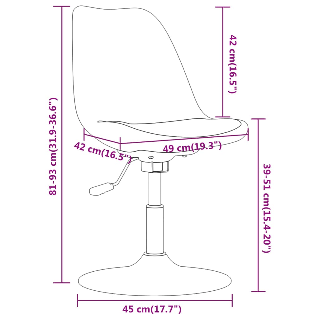 vidaXL Obrotowe krzesła stołowe, 2 szt., fioletowe, obite tkaniną