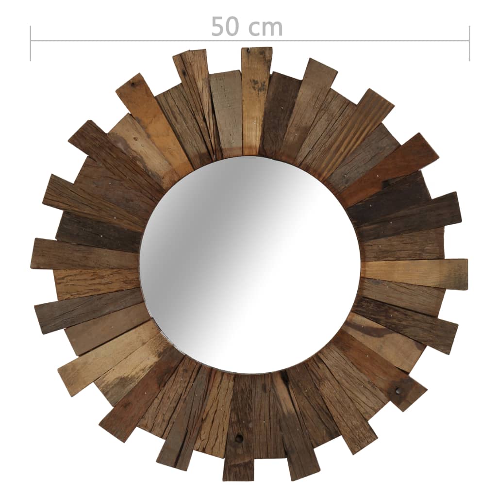 vidaXL Lustro ścienne z ramą z drewna z odzysku, 50 cm