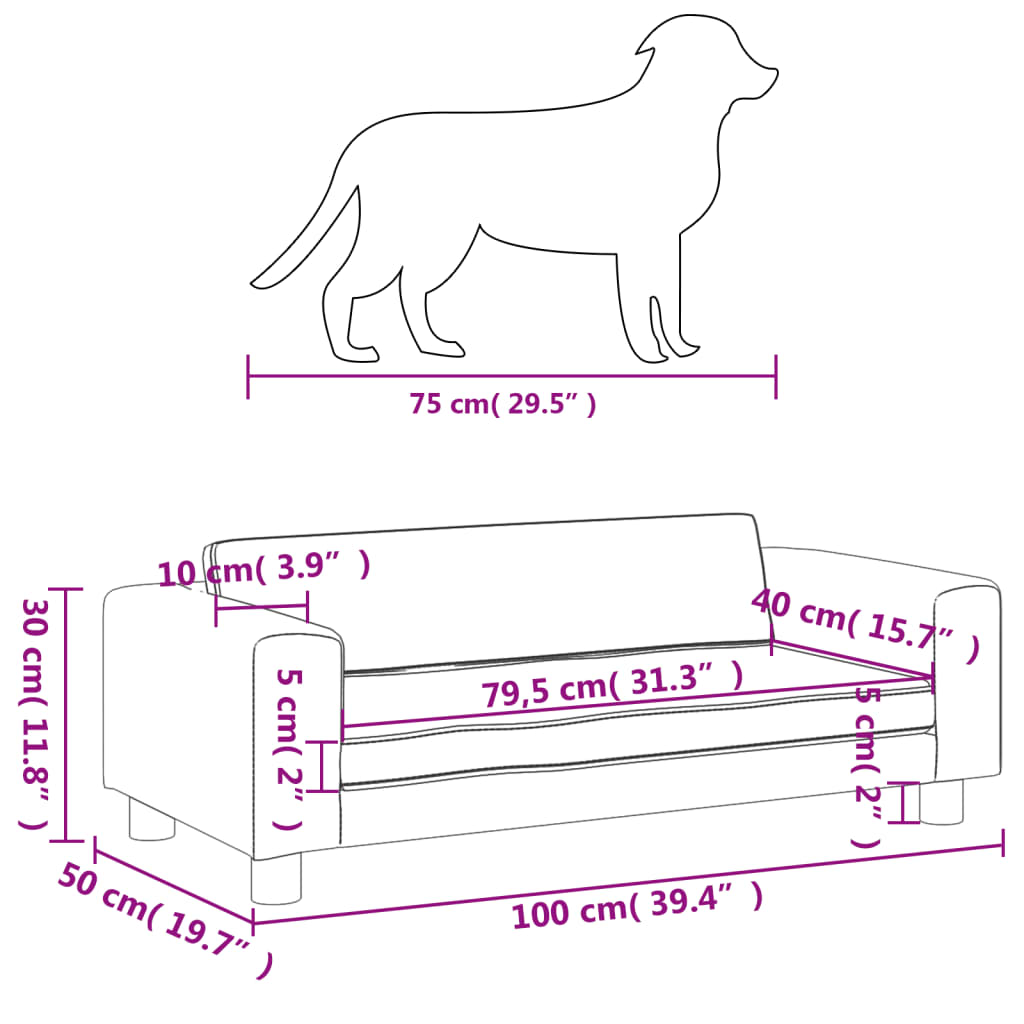 vidaXL Legowisko dla psa z dostawką, różowe, 100x50x30 cm, aksamit
