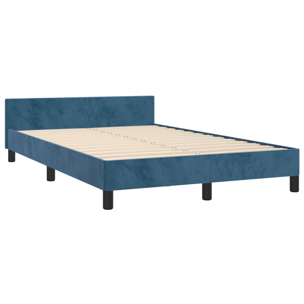 vidaXL Rama łóżka z zagłówkiem, ciemnoniebieska, 120x200 cm, aksamitna