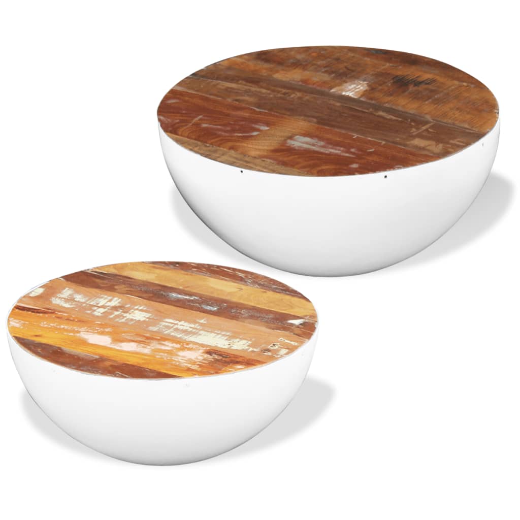 vidaXL Dwa stoliki kawowe na kształt misy z drewna odzyskanego