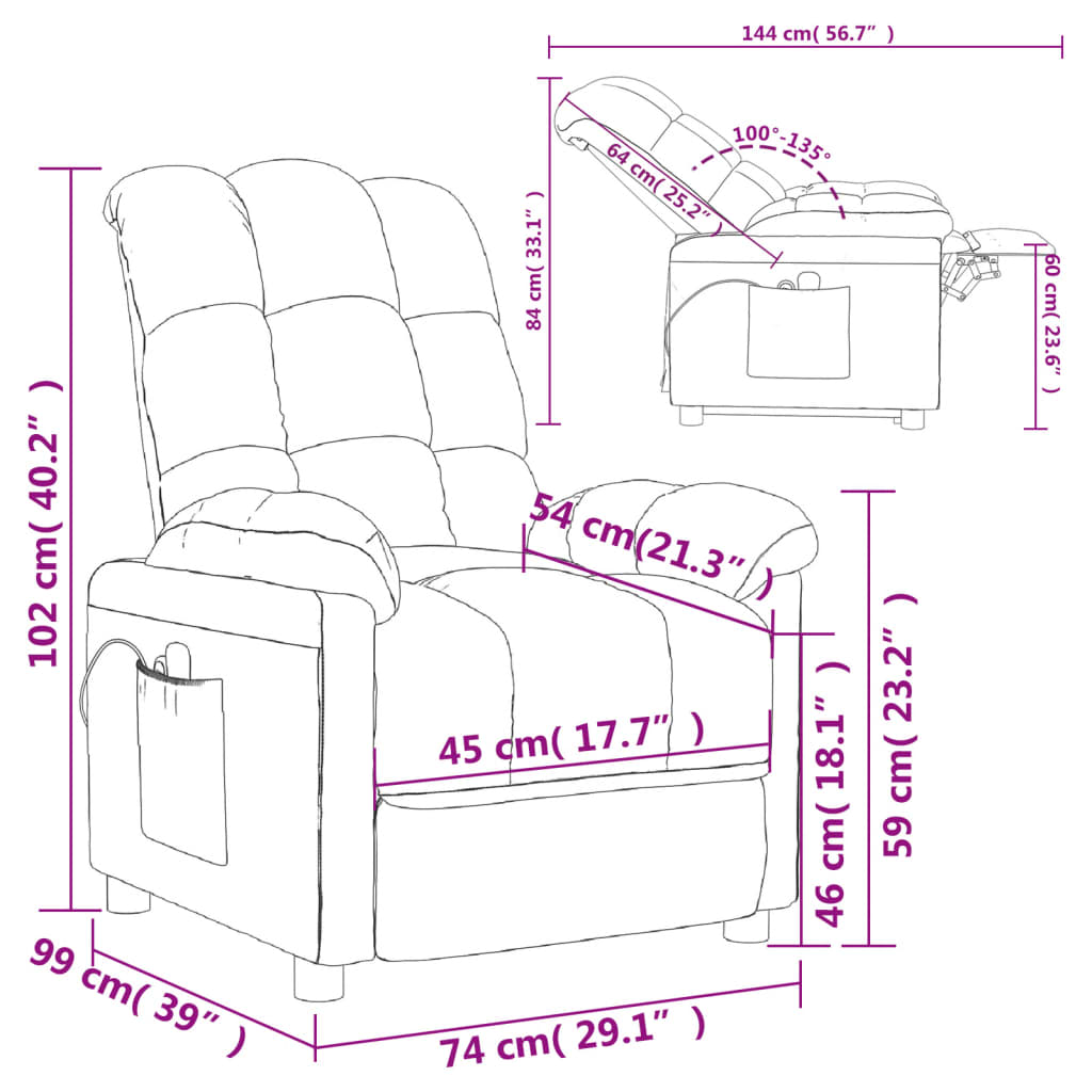 vidaXL Elektryczny fotel masujący, ciemnoszary, tkanina