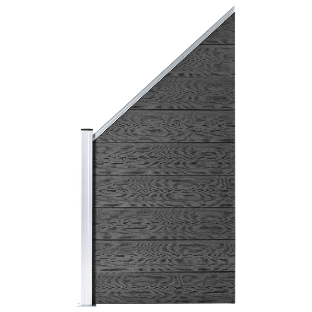 vidaXL Zestaw ogrodzeniowy z WPC, 792 x (105-186) cm, czarny