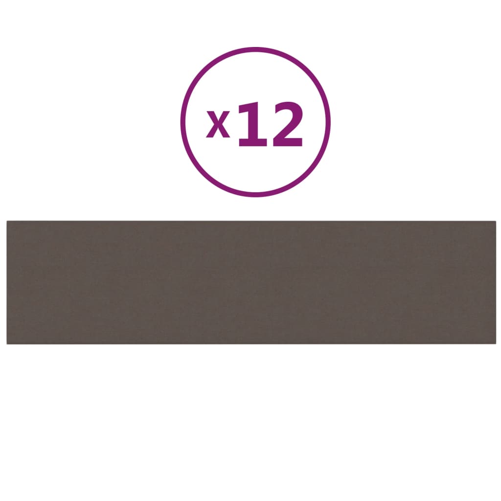 vidaXL Panele ścienne, 12 szt, kolor taupe, 60x15 cm, tkanina, 1,08 m²