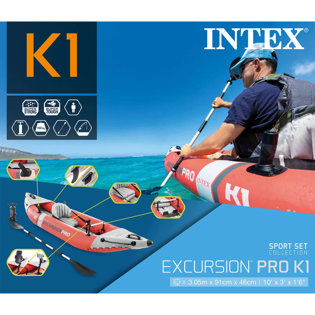 Intex Nadmuchiwany kajak Excursion Pro K1, 305x91x46 cm