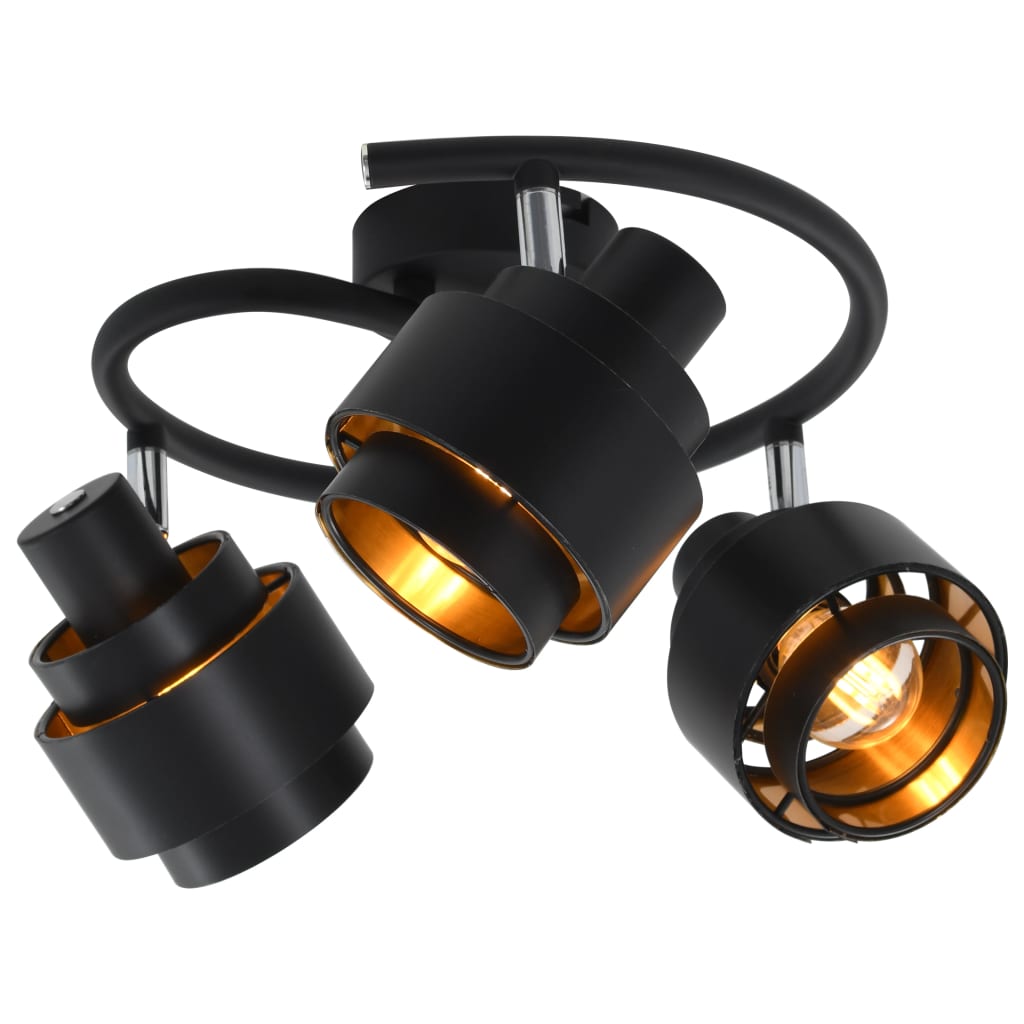 vidaXL Lampa z 3 reflektorami, czarna, E14