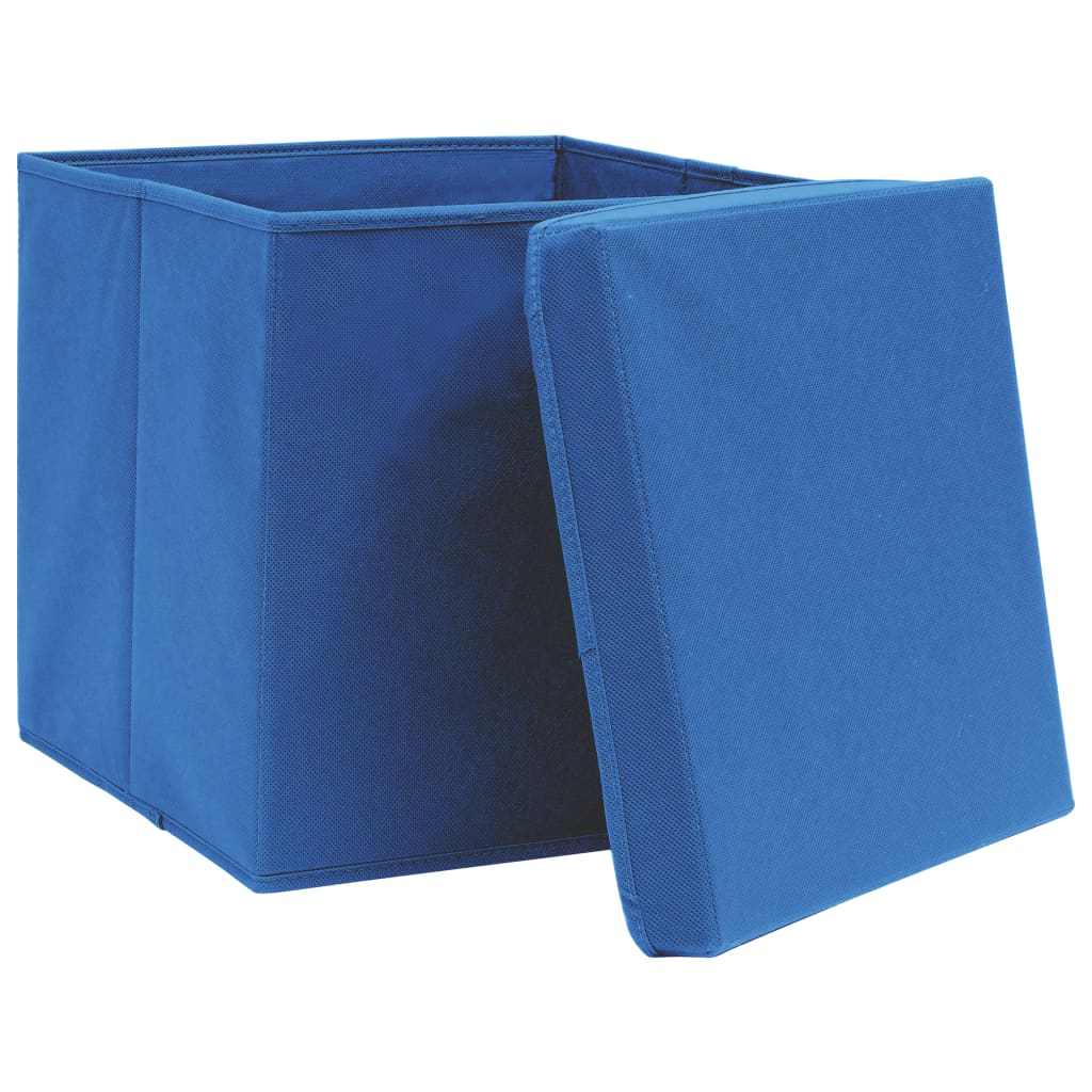 vidaXL Pudełka z pokrywami, 4 szt., 28x28x28 cm, niebieskie