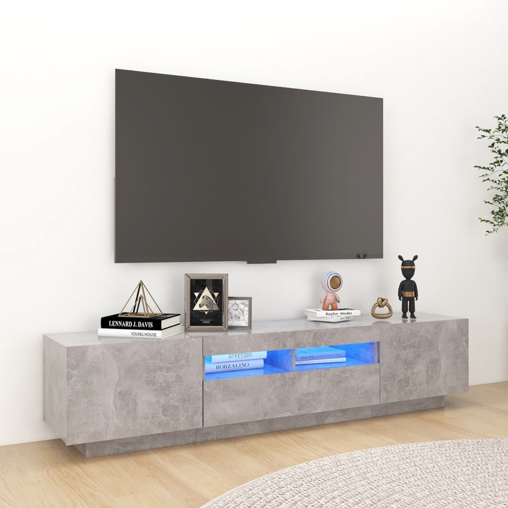 vidaXL Szafka TV z oświetleniem LED, szarość betonu, 180x35x40 cm