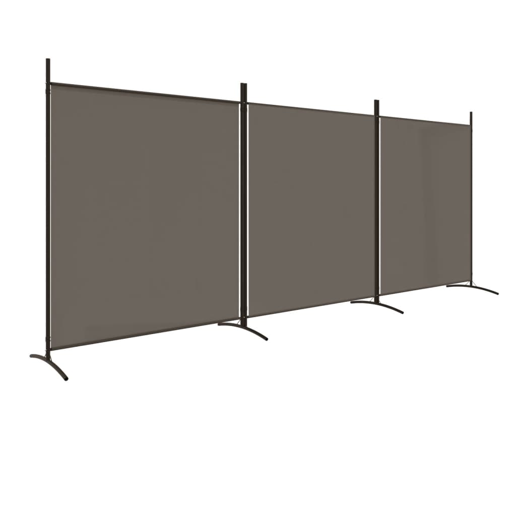 vidaXL Parawan 3-panelowy, antracytowy, 525x180 cm, tkanina