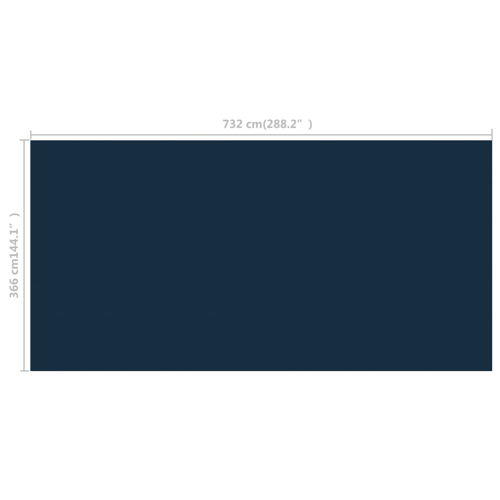 vidaXL Pływająca folia solarna z PE, 732x366 cm, czarno-niebieska