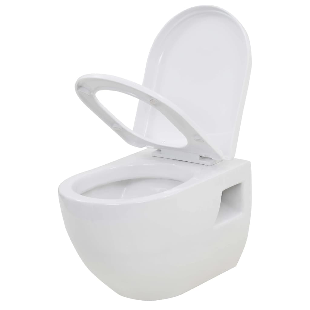 vidaXL Toaleta wisząca, ceramiczna, biała