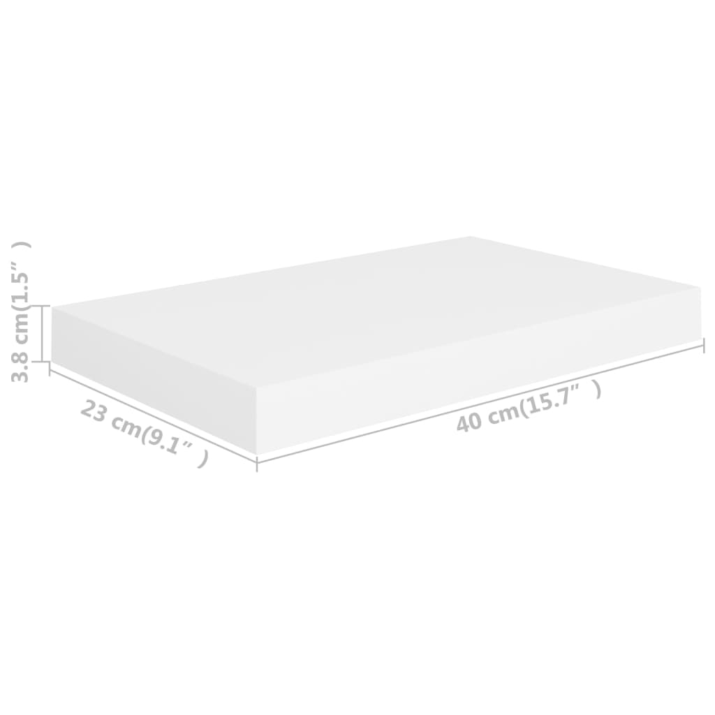 vidaXL Półki ścienne, 2 szt., białe, 40x23x3,8 cm, MDF