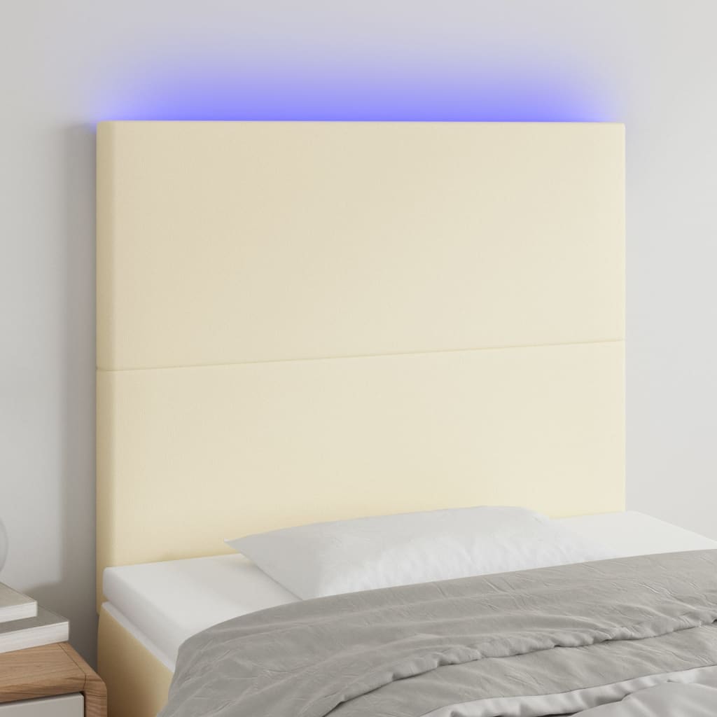 vidaXL Zagłówek do łóżka, kremowy, 90x5x118/128 cm, sztuczna skóra