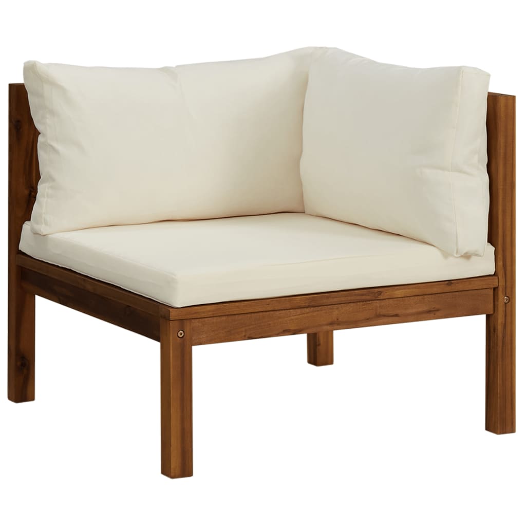 vidaXL 3-osobowa sofa ogrodowa, kremowe poduszki, drewno akacjowe