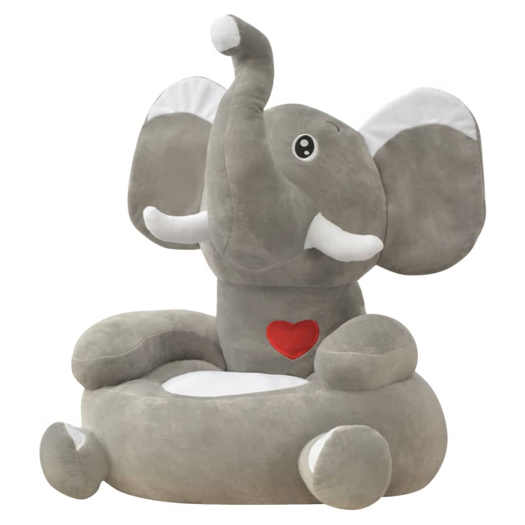 vidaXL Fotel dla dzieci słoń, pluszowy, szary