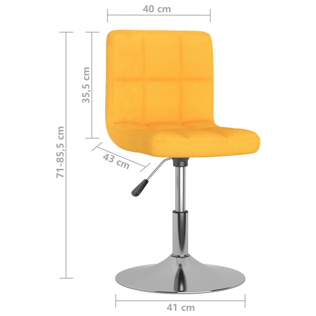 vidaXL Obrotowe krzesło stołowe, żółte, tapicerowane tkaniną