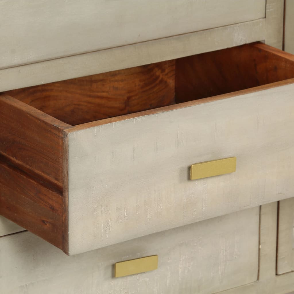 vidaXL Szafka z szufladami, drewno mango, szaro-mosiężna, 140x40x80 cm