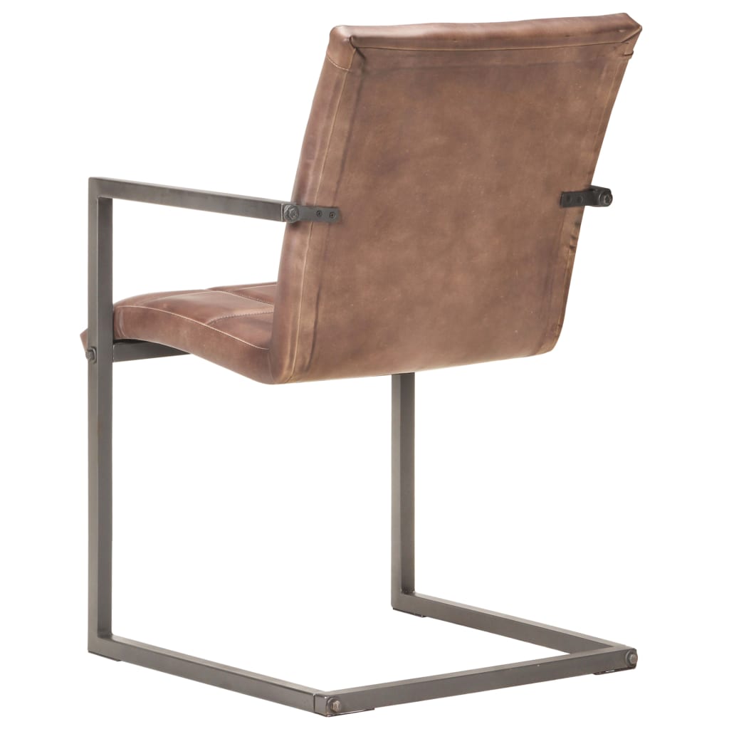 vidaXL Krzesła stołowe, wspornikowe, 6 szt., brąz, skóra naturalna