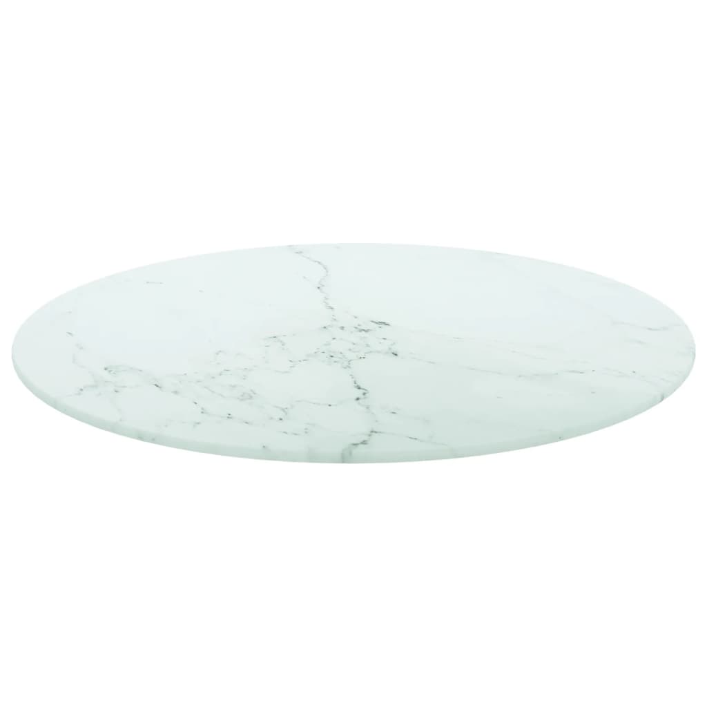 vidaXL Blat do stołu, biały, 50x0,8 cm, szkło ze wzorem marmuru