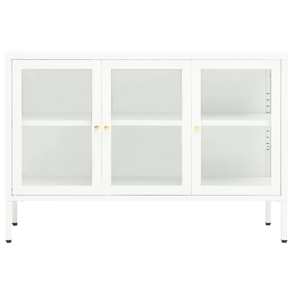 vidaXL Szafka boczna, biała, 105x35x70 cm, stal i szkło