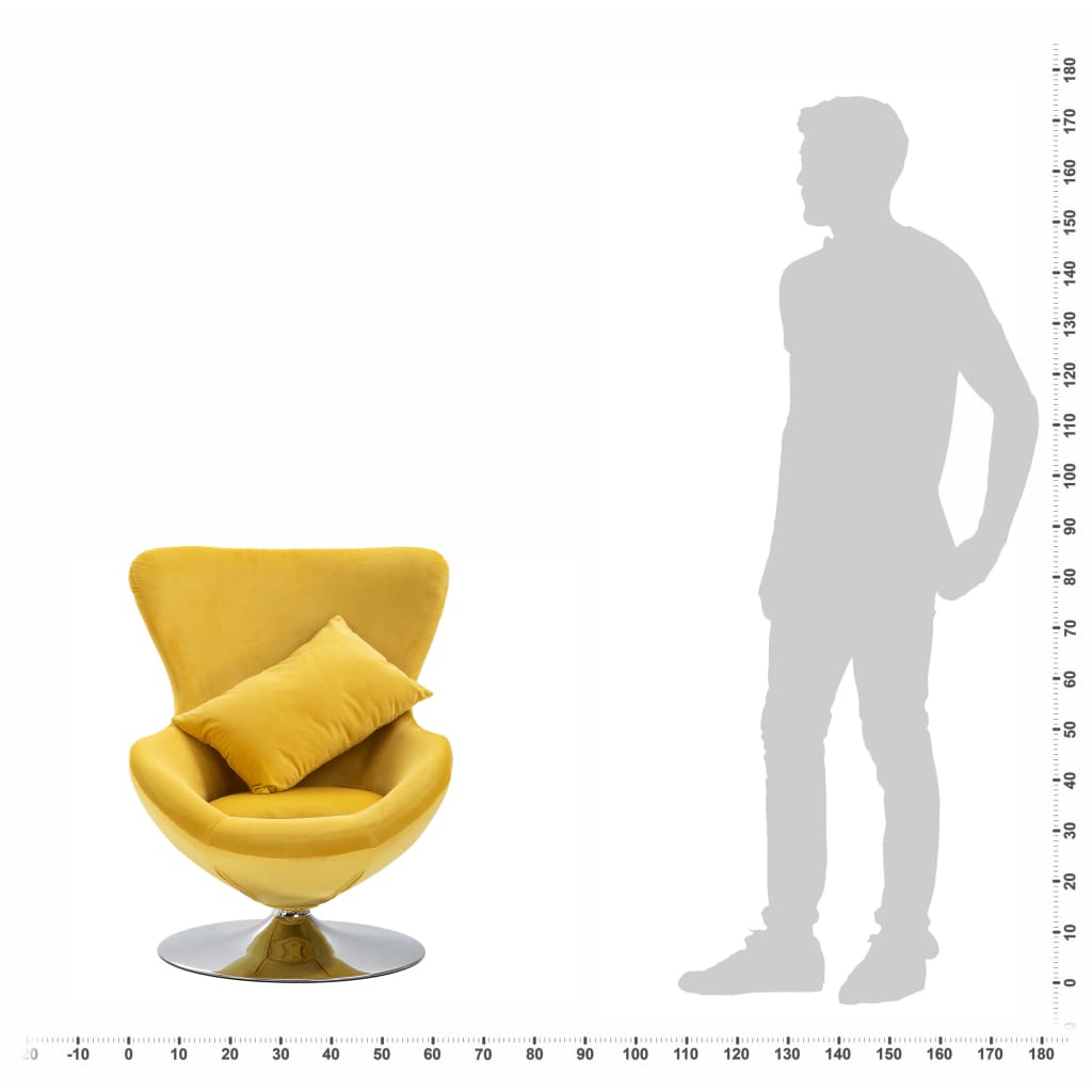 vidaXL Fotel obrotowy z poduszką, żółty, aksamitny