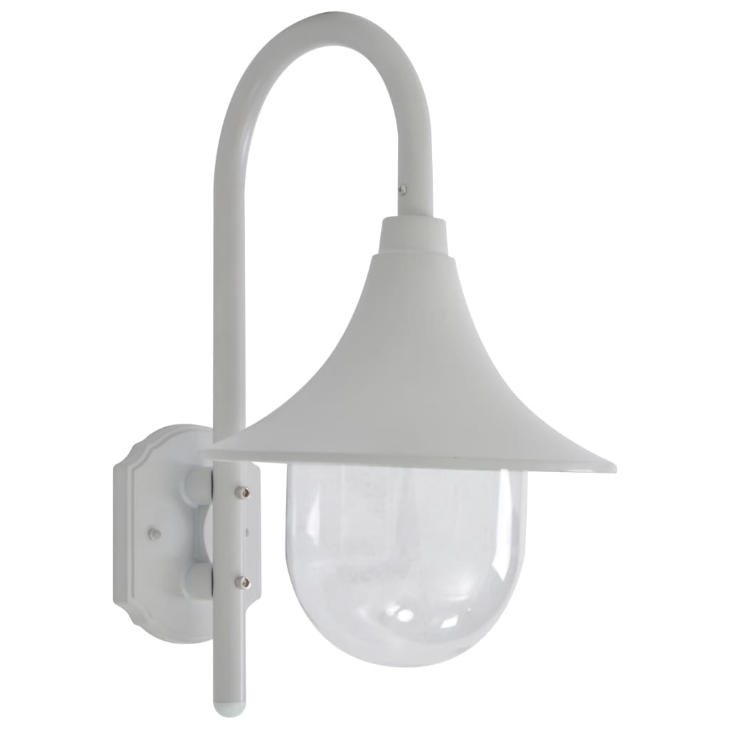 vidaXL Ścienna lampa ogrodowa, 42 cm, E27, aluminiowa, biała