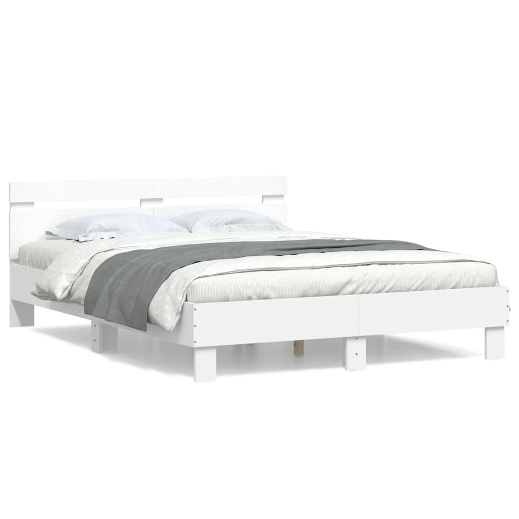 vidaXL Rama łóżka z wezgłowiem, biała, 150x200 cm