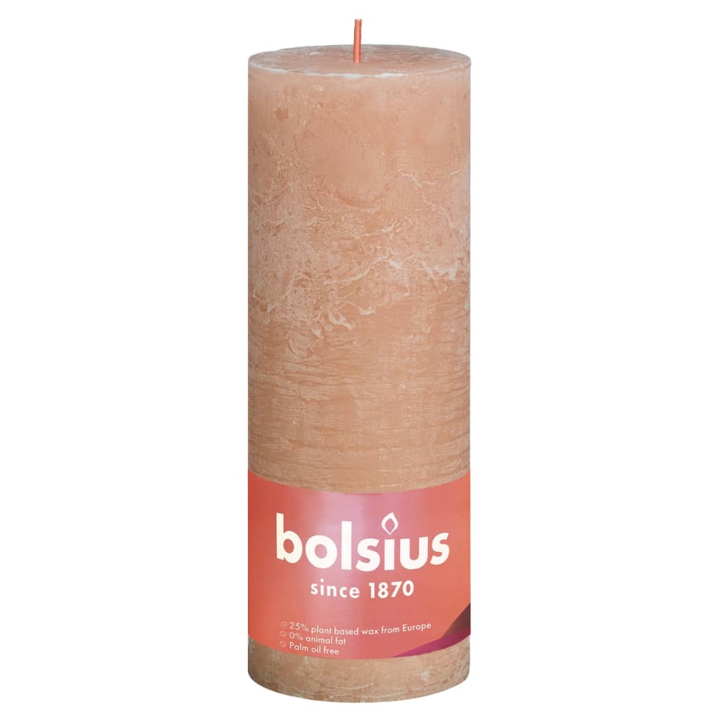 Bolsius Rustykalne świece pieńkowe Shine, 4 szt., 190x68 mm, różowe