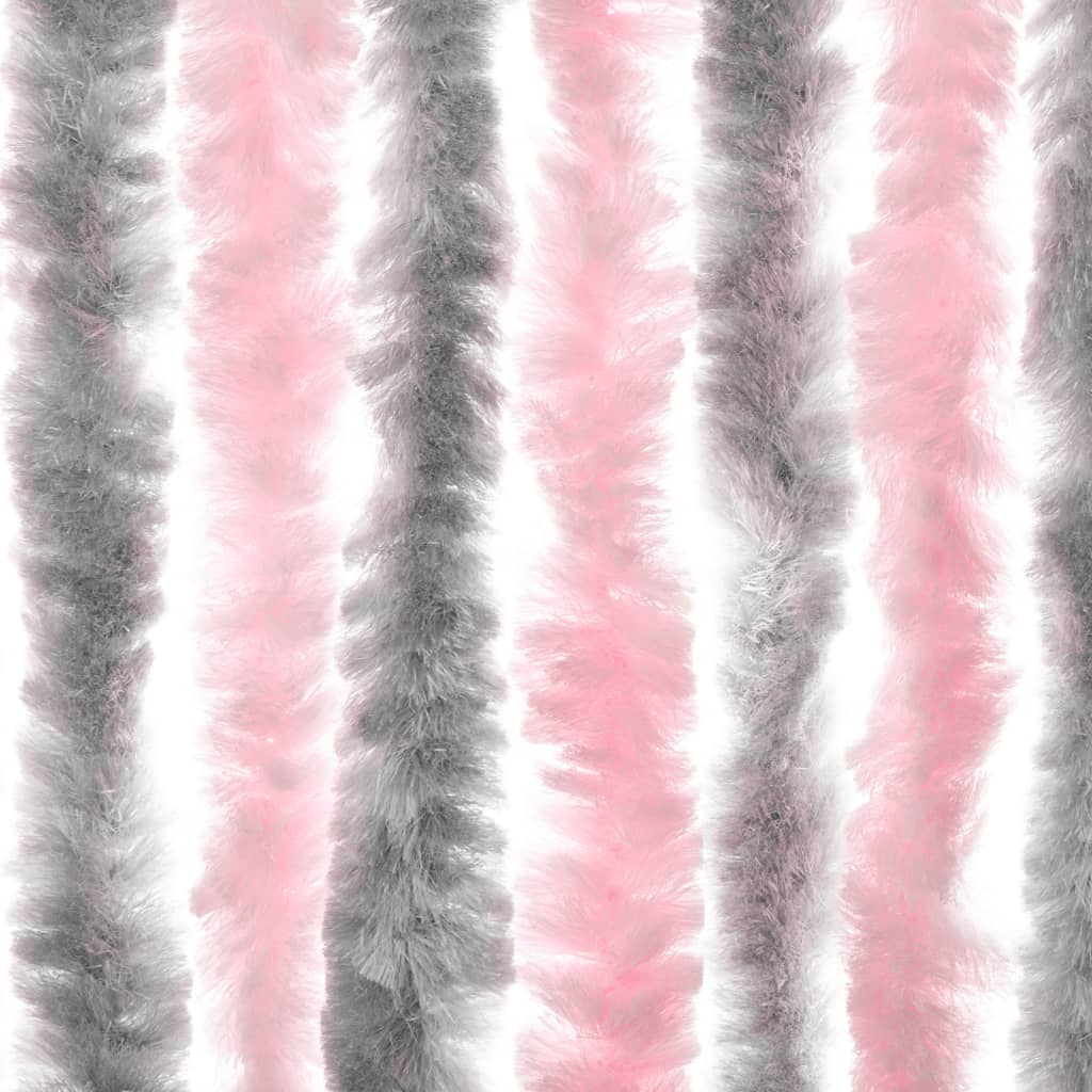 vidaXL Zasłona przeciwko owadom, srebrno-różowa, 90x200 cm, szenil