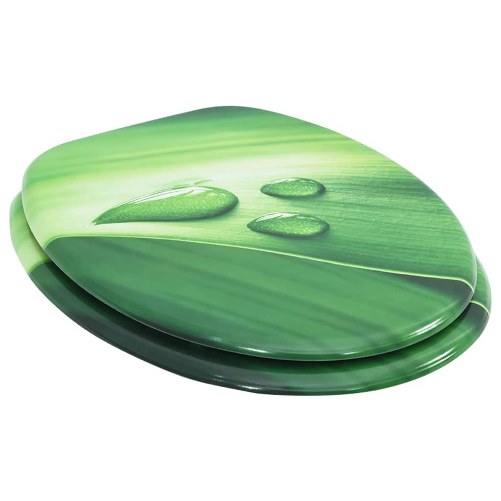 vidaXL Deska klozetowa wolnoopadająca, MDF, wzór zielona kropla wody