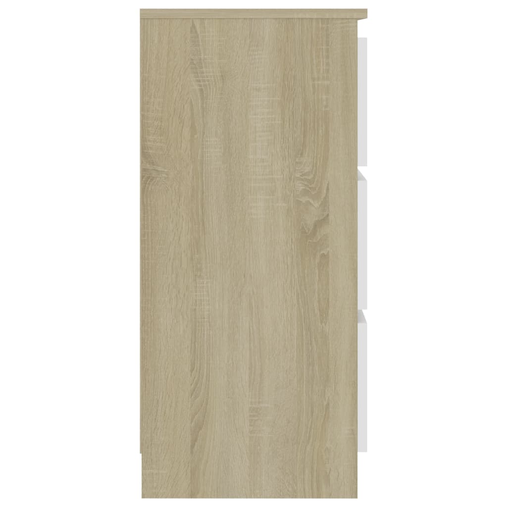 vidaXL Szafka, biel i dąb sonoma, 60x35x76 cm, materiał drewnopochodny