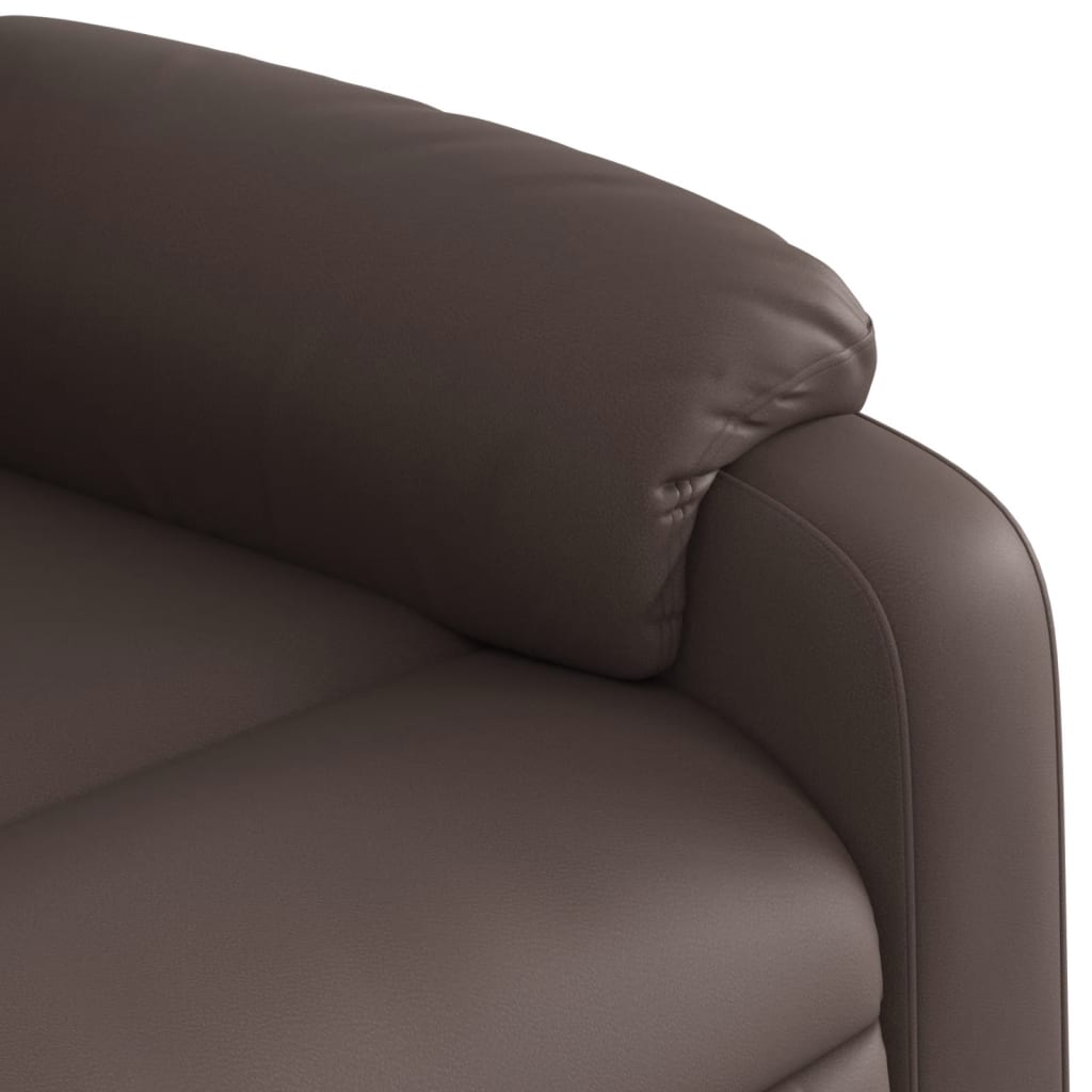 vidaXL Podnoszony fotel rozkładany, brązowy, obity sztuczną skórą