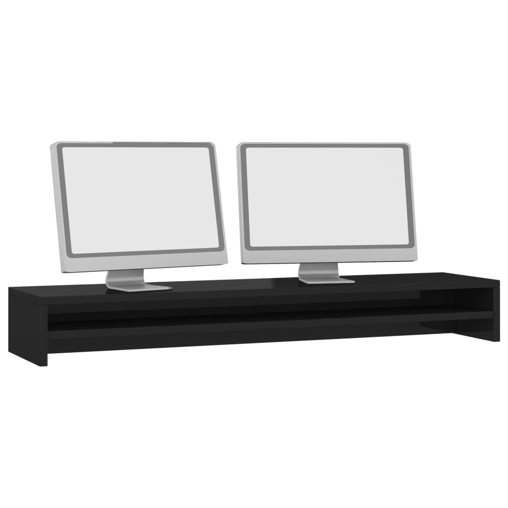 vidaXL Podstawka pod monitor, wysoki połysk, czarna, 100x24x13 cm