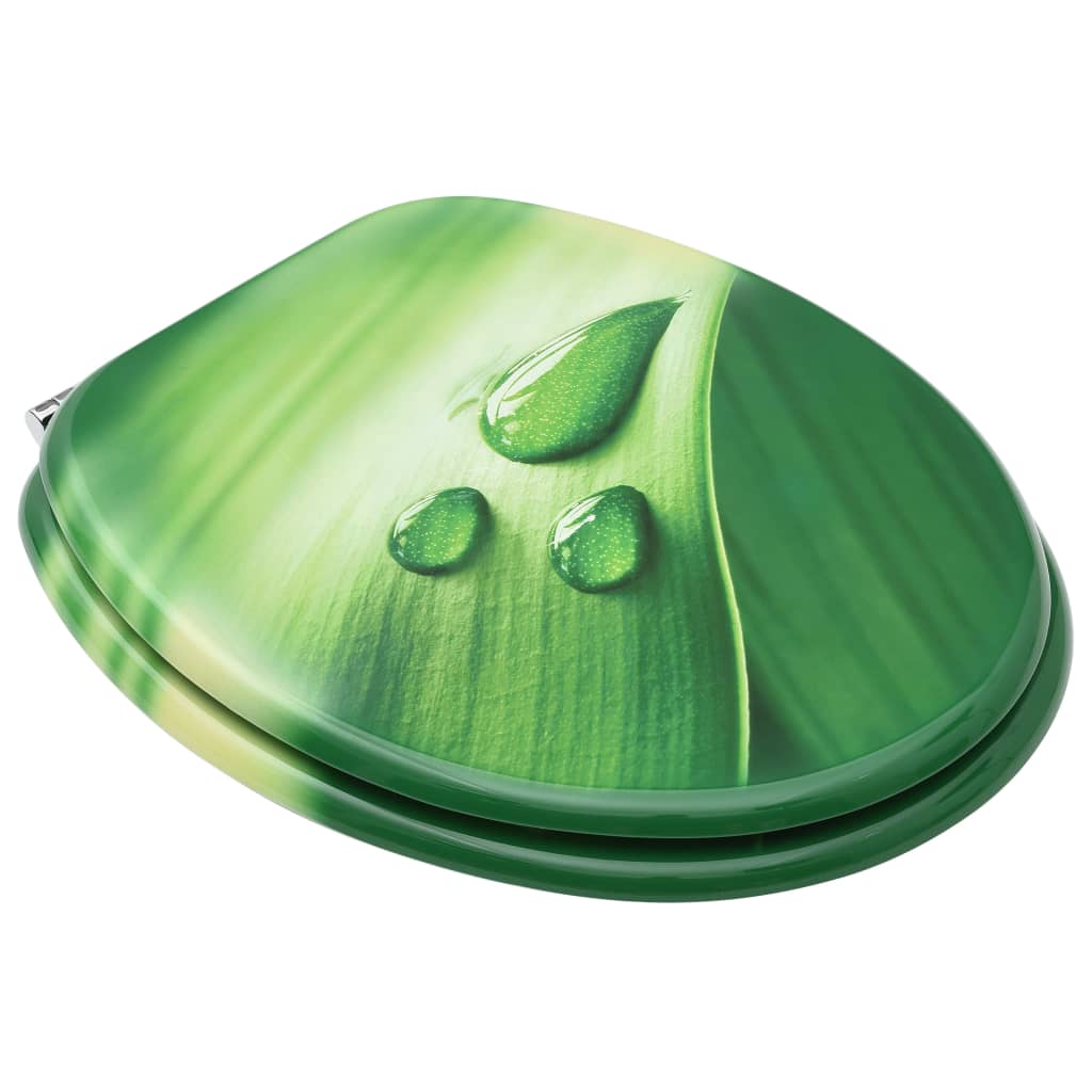 vidaXL Deski klozetowe, 2 szt., MDF, zielony motyw z kroplą wody