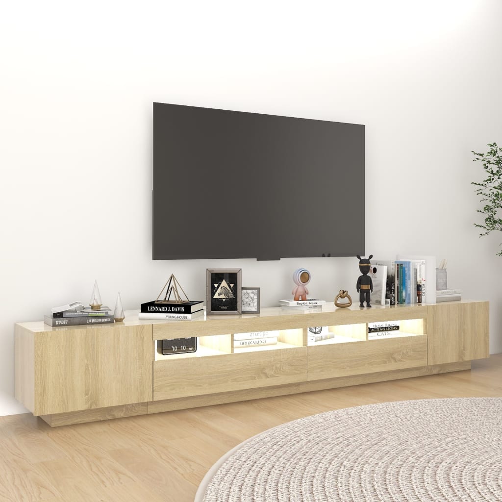 vidaXL Szafka TV z oświetleniem LED, dąb sonoma, 260x35x40 cm