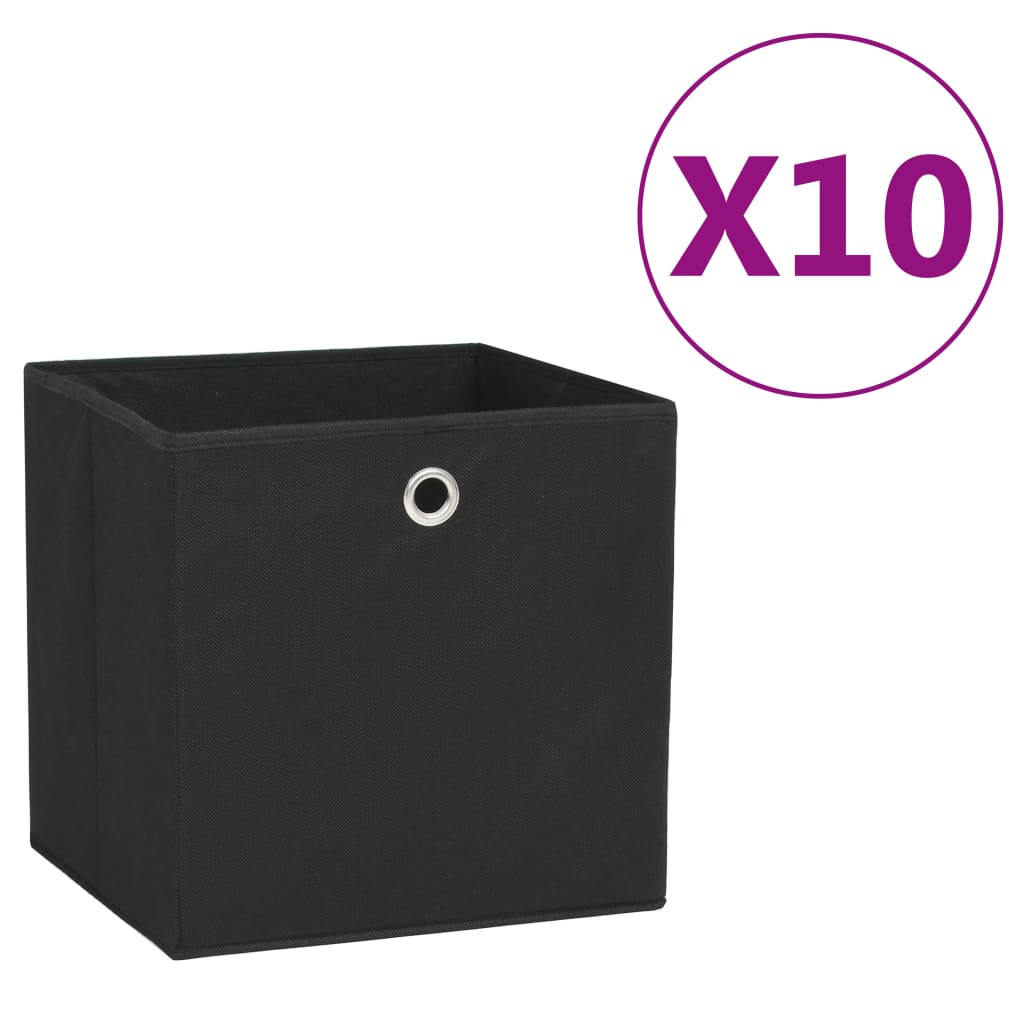 vidaXL Pudełka z włókniny, 10 szt., 28x28x28 cm, czarne