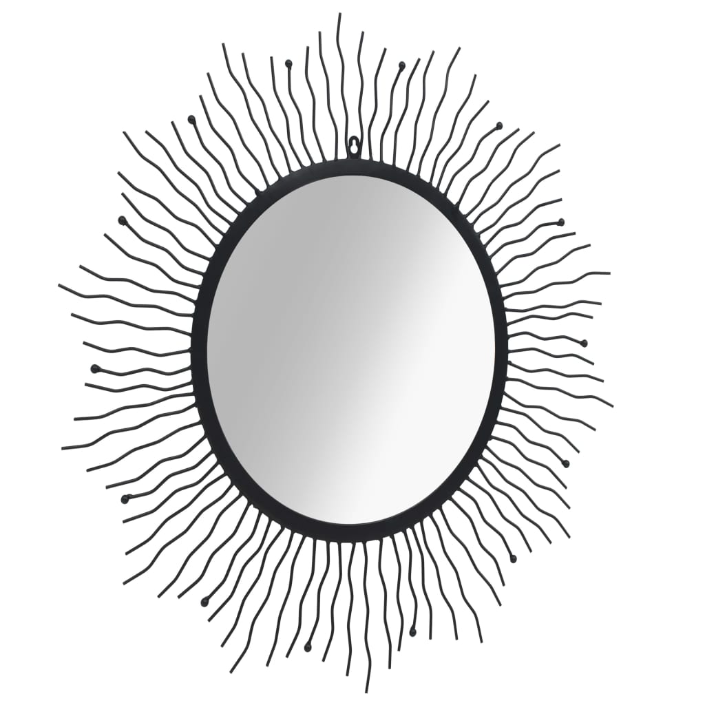 vidaXL Lustro ścienne w kształcie słońca, 80 cm, czarne