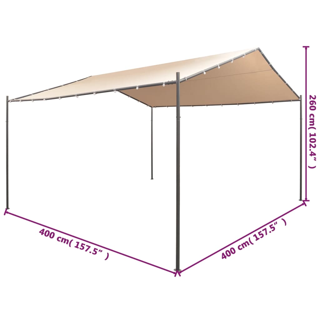 vidaXL Altana/namiot ogrodowy, 4x4 m, stal, beżowy
